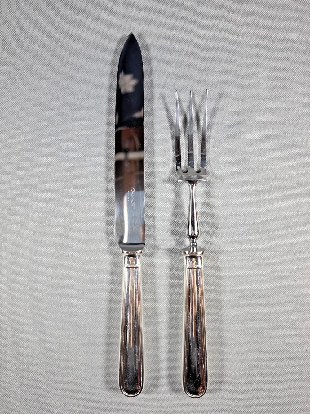 Christofle Albi Silverplate Vintage Large 2-Piece Roast Carving Set France